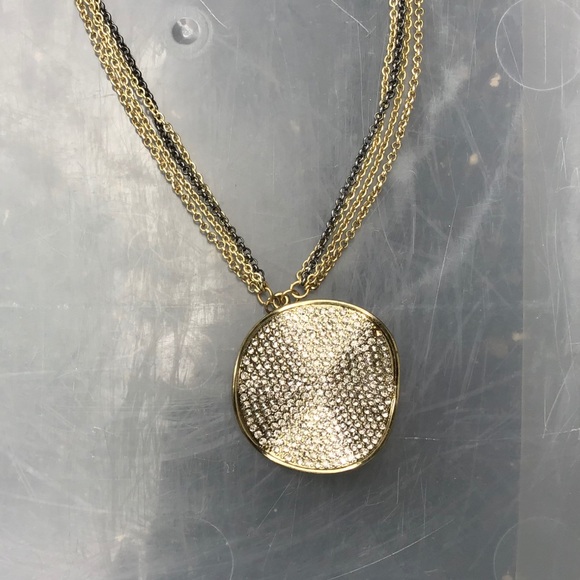 LOFT gold pendant necklace OS jewel sparkle detail - Picture 2 of 3